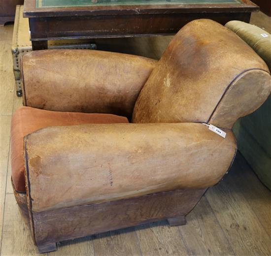 A French leather club chair
